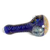 Blue Glass Spoon with Yellow-Green Honeycomb