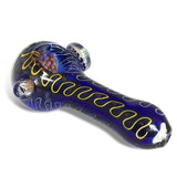 Blue Glass Spoon with Yellow-Green Honeycomb