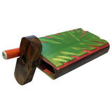 4" Carved Wood Swivel Cap Dugout - Green/Pink