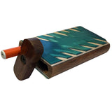 4" Carved Wood Swivel Cap Dugout - Turquoise